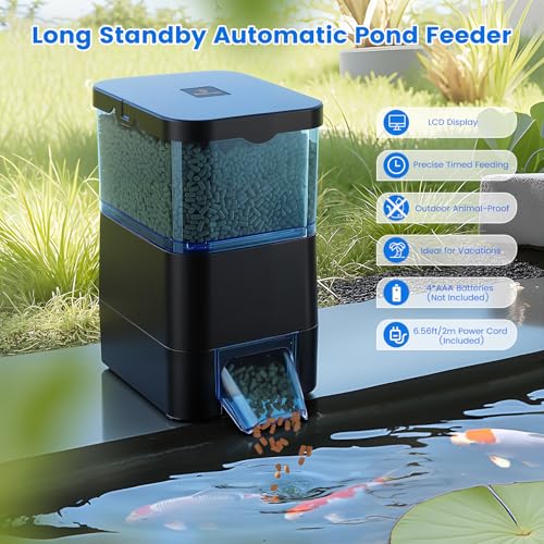Image of fishkeeper Automatic Fish Feeder for Pond, LCD Programmable Fish Feeder