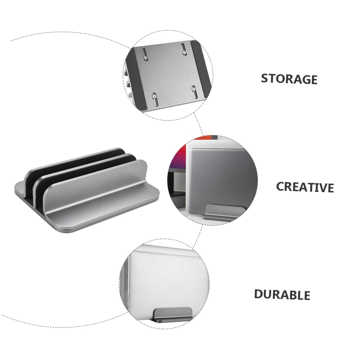 SEWACC Soporte Vertical para Portátil de Aleación de Aluminio Base Estable para Ordenadores y Tablets Escritorio Diseño Compacto y Duradero para Oficina y Hogar