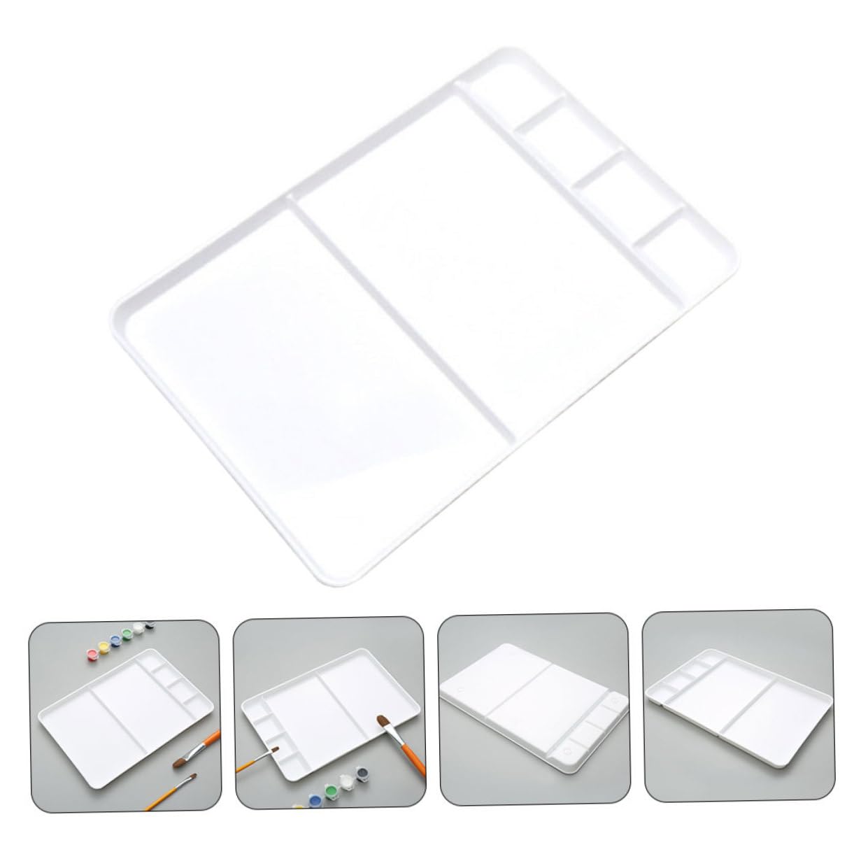 Palette de Peinture Carrée à Compartiments en PP Blanc