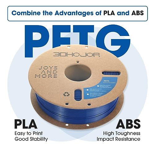 Image of 3DHoJor PETG Filament 1.75mm Solid Blue, 3D Printing Filament 1kg Spool(2.2lbs), 3D Filament 1.75mm Dimensional Accuracy + /- 0.03mm Non Tangling Non Clogging Non Stringing,Print with Most 3D Printers