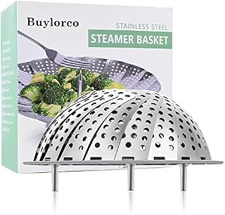 Buylorco Steamer Basket Stainless Steel Folding Vegetable Steamer Insert Steamer Cookware for Veggie Seafood Cooking (Small)