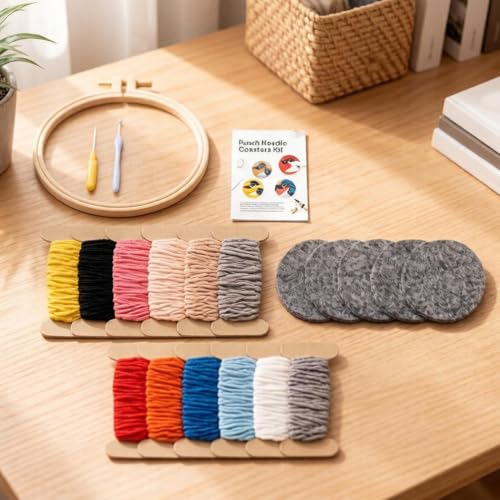 Kit de punch needle de posavasos pájaro decor para principiantes niños 3