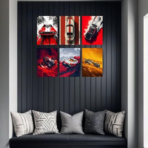 Image of Posters Inc Sports Cars Posters for Wall A4 Size Aesthetic Setup 300 GSM Matte Paper Pack of 6 Automotice Motorsport Decor for Gaming Room, Bedroom, Home, Office & Living Room Glue Dots Included