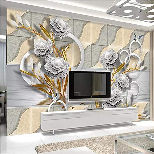 Benutzerdefinierte Tapete Europäische 3D Stereo Foto Wandbild Nachahmung Soft Bag Blume geprägt TV Wandaufkleber Tapete,430(W)*300(H)cm