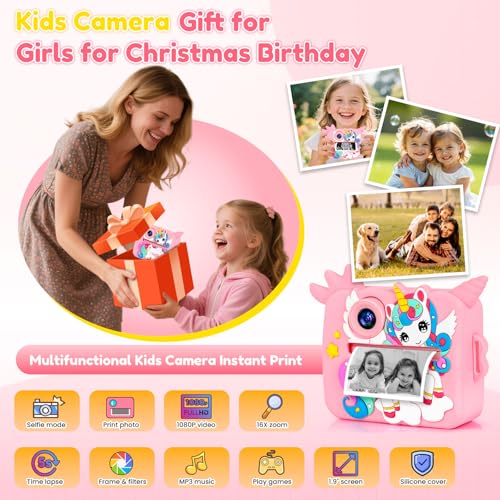 OTJ Kids Camera Instant Print for Girls Boys - Selfie Toddler Digital Toy Camera Gift Set, Christmas Birthday Gifts for 3 4 5 6 7 8 9 10 Years Old Kids by OTJ - Image 2