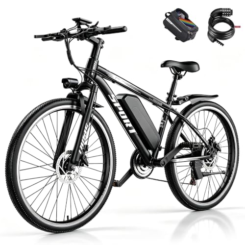 Misodo Electric Bike for Adults, 25 MPH & 1500W Peak Motor Mountain Ebike, 45Miles & 48V 10.4Ah Removable Battery, 7-Speed E-Bike, 26" Tire Electric Bicycle for City Trail, 5 Modes, Front Suspension image 2