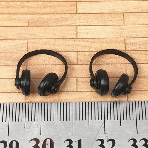 2Pcs Black 1:12 Dollhouse Headphones Miniature Headset Model Toy Micro Landscape Decoration Dollhouse Accessories - Image 3
