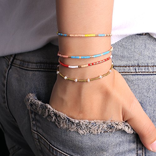 Kelitch 3 Pcs Colorful Mixed Seed Bead Bracelets Friendship Link Bracelet Handmade Fashion Strand Bracelet For Women #TOP1