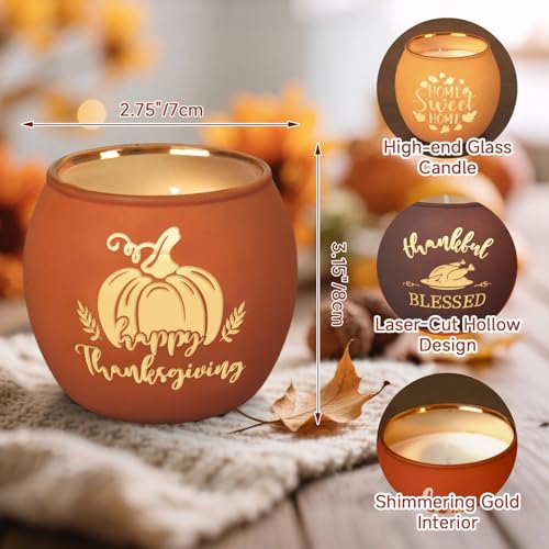 Lanpn Fall Thanksgiving Scented Candles Gift Set, 4 Pack 16oz Fall Aromatherapy Candle, Glass Jar Candles for Woman Man, Autumn Pumpkin Fragrance Table Farmhouse Decoration Tabletop Centerpiece - Image 4