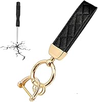 Vista 8 de Llavero de llaves de coche, llavero de cuero, llavero de coche decorativo universal, anillo en D antipérdida, llavero giratorio de 360 grados, Azul