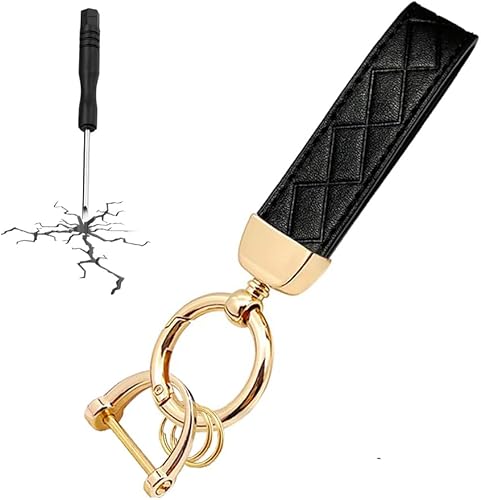 Miniatura 8 de STACCTE Llavero para llaves de automóvil, llavero de cuero, llavero decorativo universal, anillo en D antipérdida, llavero giratorio de 360 grados,