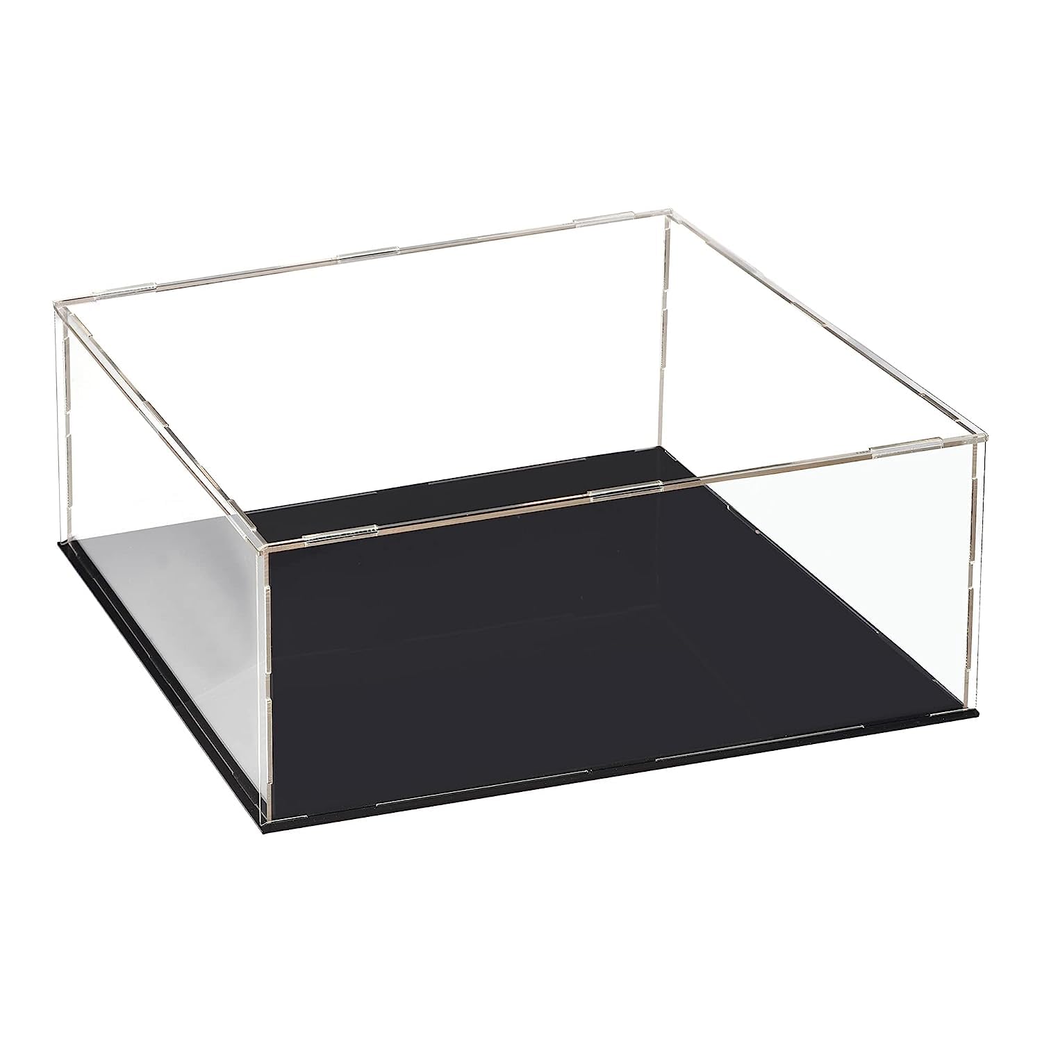 TA-VIGOR Acrylic Clear Display Case, 26 x 26 x 15cm Assemble Countertop Box Cube Organizer Stand Dustproof Protection Showcase with Black Base for Action Figures Toys Collectibles Home Storage