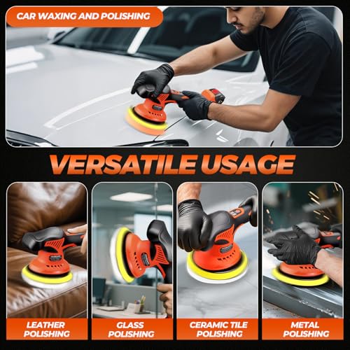 GEARLASSO Cordless Car Buffer Polisher, 8 Variable Speed Car Polisher 2800-6000RPM Car Polishing Machine with 2X 21V 2.0Ah Batteries and 17 Piece Polishing Kit for Car Detailing Scratch Removing 7 GEARLASSO Cordless Car Buffer Polisher, 8 Variable Speed Car Polisher 2800-6000RPM Car Polishing Machine with 2X 21V 2.0Ah Batteries and 17 Piece Polishing Kit for Car Detailing Scratch Removing - Image 7