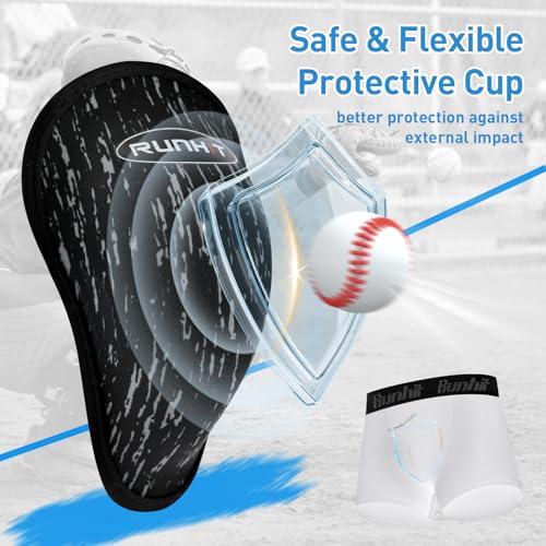 Runhit Boys Baseball Cup Underwear Football Cup Boxer Brief Youth Compression Shorts with Soft Protective Athletic Cup4