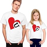 Love U Heart Father and Daughter Matching T-Shirts Set 562 L 2-3 yrs White