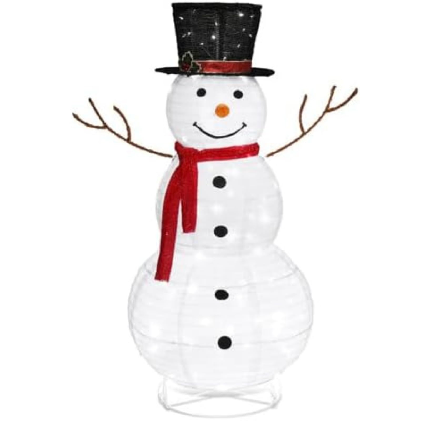 LEADZM Bonhomme de Neige Lumineux Decoration Noël Extérieur Intérieur - 90 LED， Blanc 60 x 60 x 120 cm，avec piquets sécurisés
