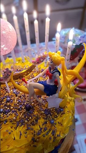 Moon Cake Decoration Action Figure Figurine For Birthday Christmas Party Cake,Boy And Girl Kids Party Decoration Supplies(Figure+Pink Moon Light) #TOP6