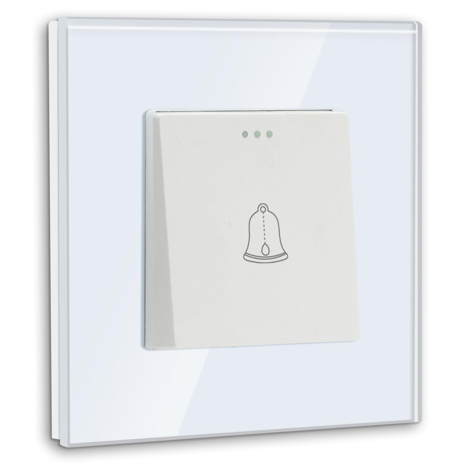 BSEED Doorbell Push Button Switch Crystal Glass Panel Wall Switches 10A 250V Door Bell White