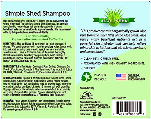 Espree Simple Shed Shampoo | Formulated To Decrease Seanonal & Non-Seasonal Shedding | 1 Gallon #TOP1