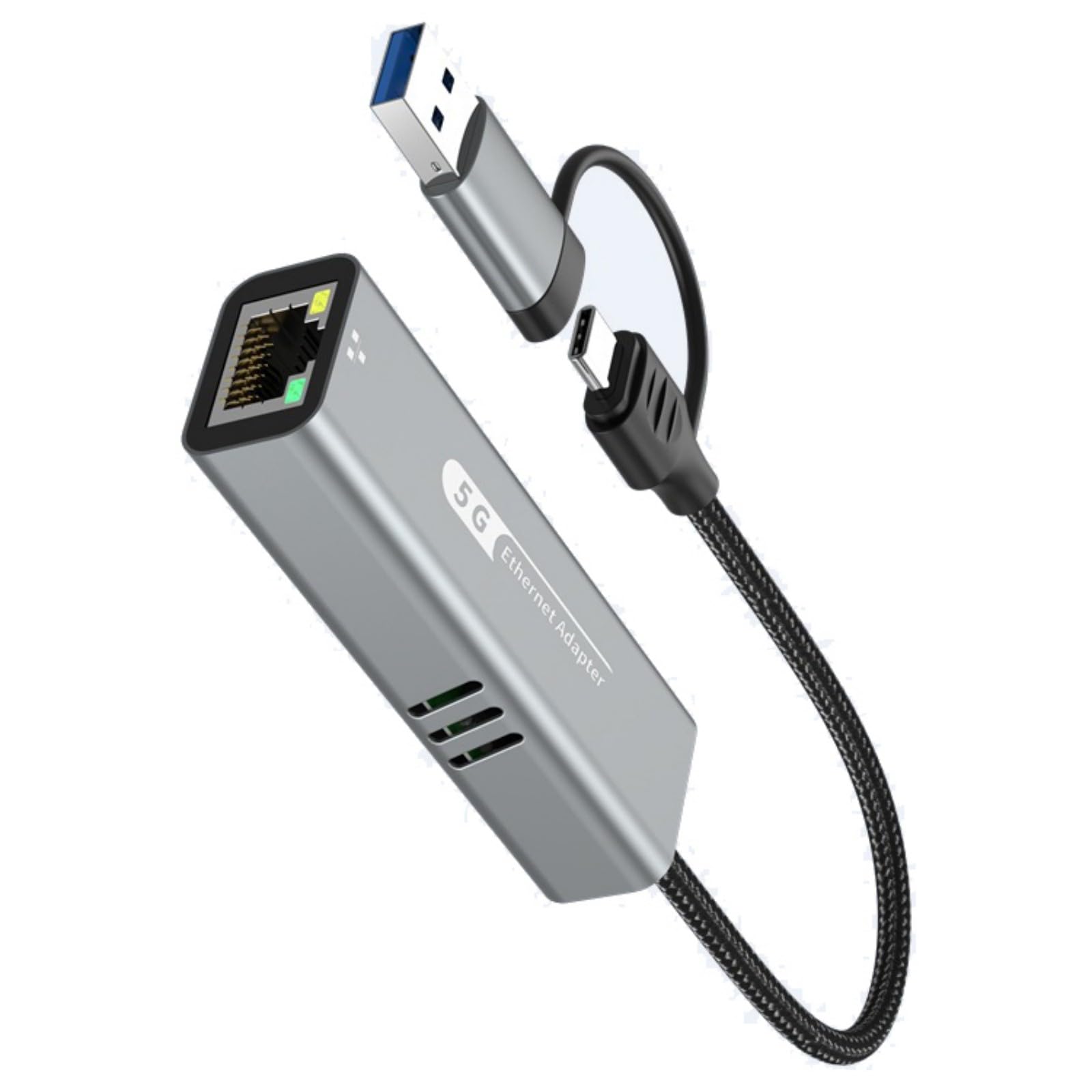 Adattatore USB 5 GHz Gigabit Ethernet per desktop laptop server, scheda di rete ad alta velocità con adattatore di rete a due porte di gioco
