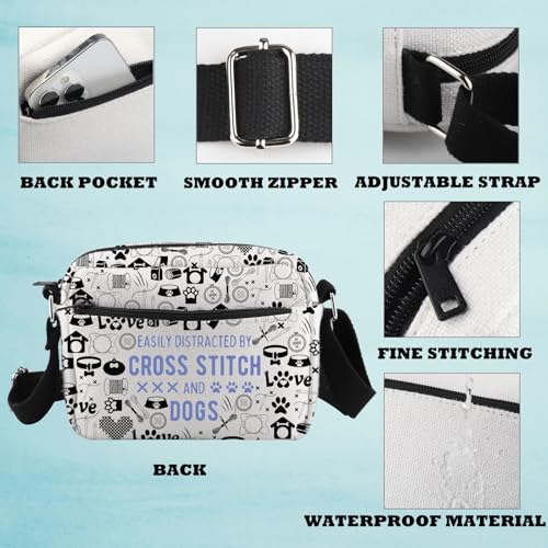 Cross Stitch & Dogs Lover Gift Cross Stitch Project Bag Easily Distracted By Cross Stitch & Dogs Crossbody Bag3