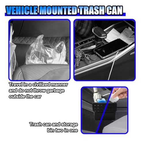 Image of Portable Hanging Auto Leakproof Garbage Organizer, Waterproof Mini Dustbin with 1 Roll Trash Bag, Auto Leakproof Garbage Organizer, Multi-Purpose for Car, Vehicle, Office, Home (Black)