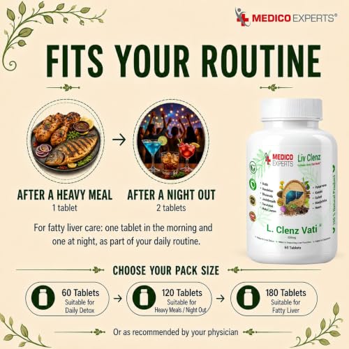 Image of L. Clenz Vati Ayurvedic Liver Detox Supplement | 11 Herbs (Dandelion, Kutki, Punarnava & more) | Fatty Liver Detox Tablets | For Daily Support After Heavy Meals & Alcohol | 180 Tablets
