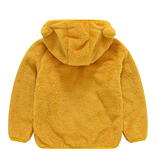 Toddler Girls Fleece Bear Ears Zipper Coat Hooded Solid Color Thick Plush Jacket Little Boys Comfy Soft Clothes3