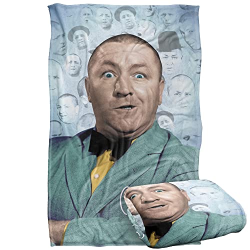 Trevco Three Stooges Curly Heads Silky Touch Super Soft Throw Blanket 36' x 58'