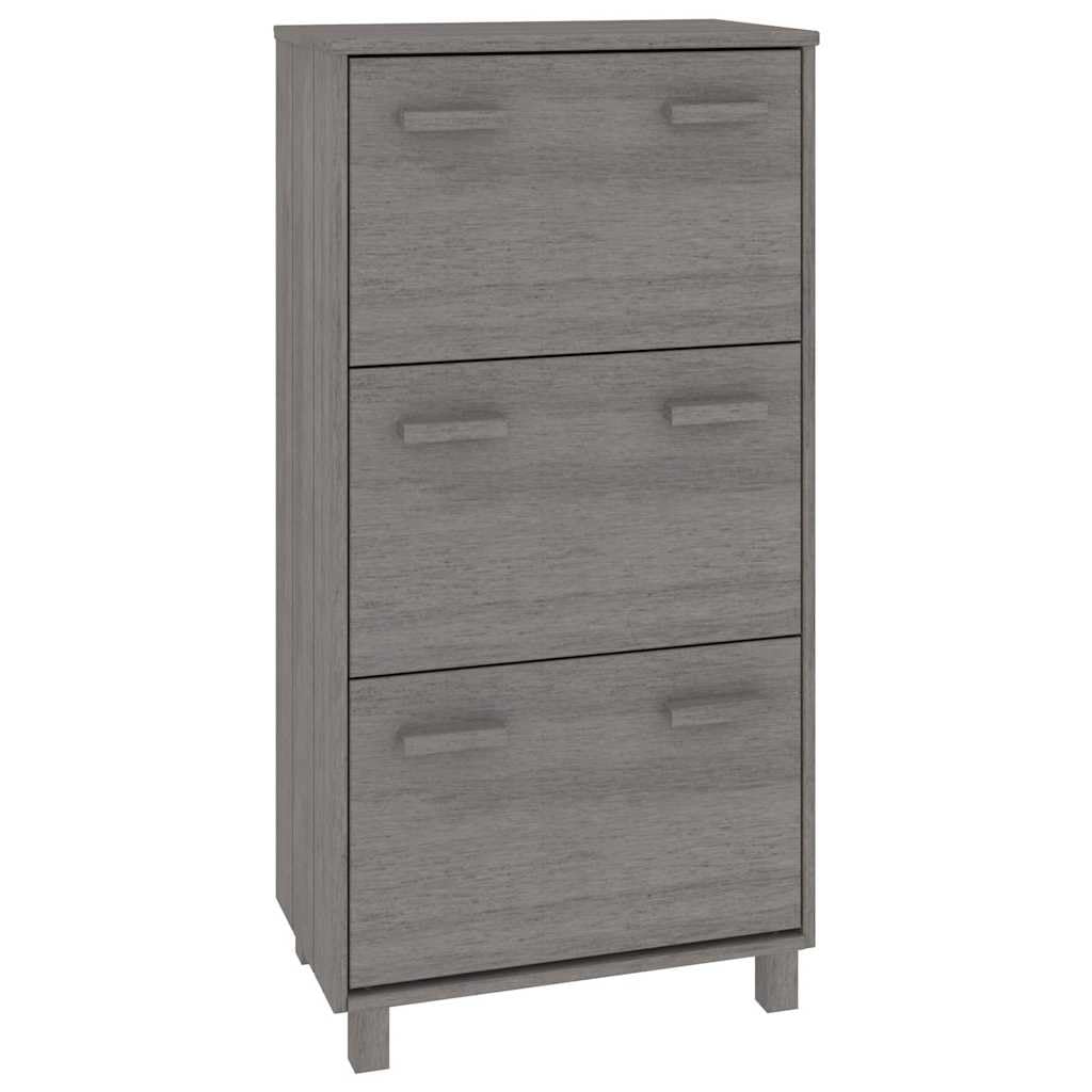 Szafka na buty HAMAR 59,5x35x117 cm lite drewno sosnowe jasnoszare