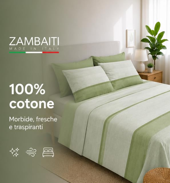 Parure de lit double 100% coton italien haut de gamme Switch vert