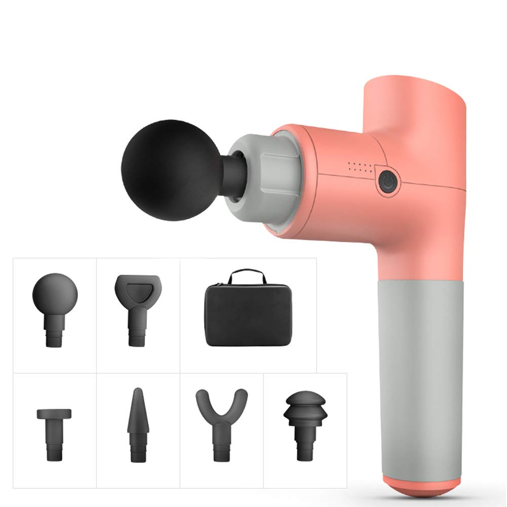 Pistola per Massaggio, Massaggiatore Muscolare Palmare Profondo, 45DB 2500mAh Pistola A Fascia Regolabile A 5 velocità con 6 Teste di Massaggio, Riduzione Intelligente del Rumore