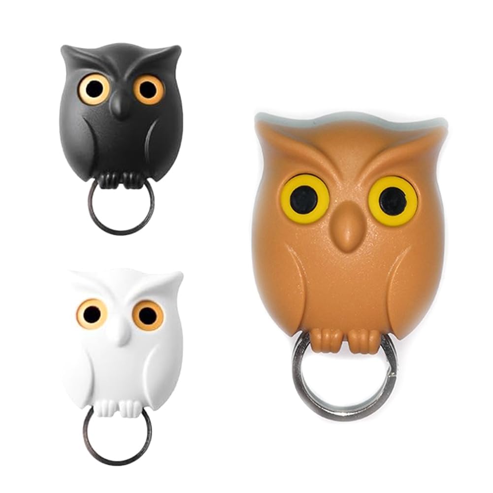Littimoon Owl Key Holder Magnetic Wink Key Hooks Cute Mini Owl Keying Holder for Wall Hanging Decoration 3Pcs