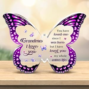 Mothers Day Gifts for Grandma from Grandchildren – Unique Butterfly-shaped Acrylic Decorative Plaque – Nana Gift Ideas, Perfect for Birthday Christmas Thanksgiving Gifts for Grandma Nana