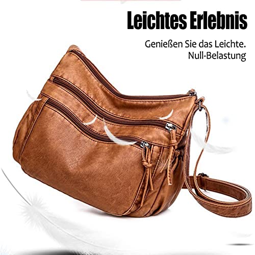 Kleine Handy Umhängetasche Damen Handytasche zum Umhängen Leder Crossbody Bag mit Breiter Gurt für iPhone Samsung Huawei – Bild 5