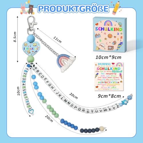 YUNYAKARSA Schultüte Füllung, Rechenkette Geschenk Einschulung Junge, Füllung Schultüte Jungen, Schulkind 2026 Junge Glücksbringer Schulanfang Geschenke für Jungen mit Grußkarte Geschenkbox