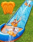 Spring Water Slip and Water Slide, 22FT Lawn Slip n WaterSlide for Kids Adults, Backyard Summer Outdoor Water Toys with Sprinkler, 2 Inflatable Bodyboards