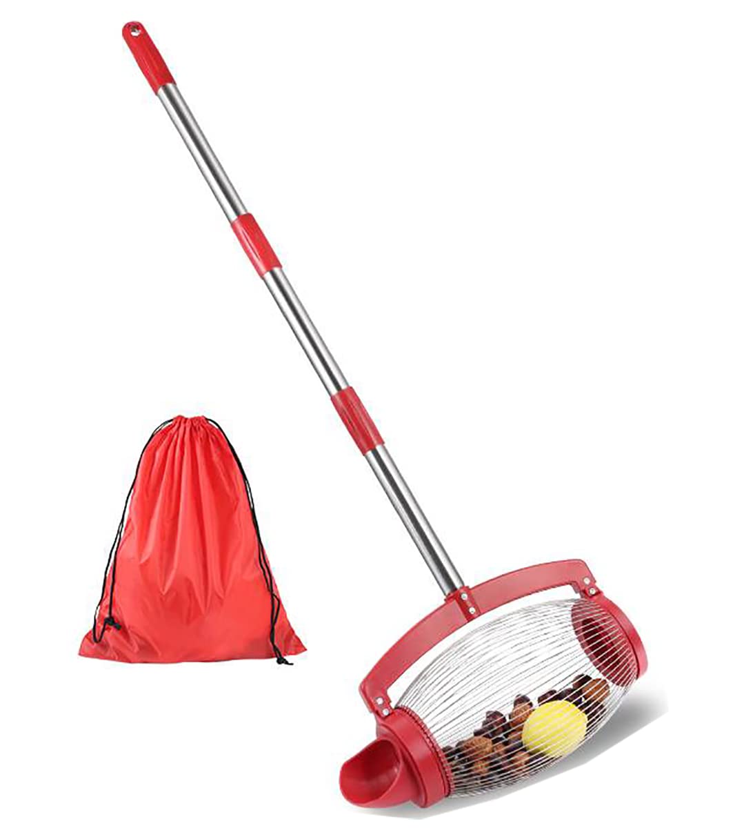 Réglable Collecteur d'écrous 57 Pouces avec Sortie à basculement Direct, Récolteuse de Fruits pour Châtaigne Gland Golf