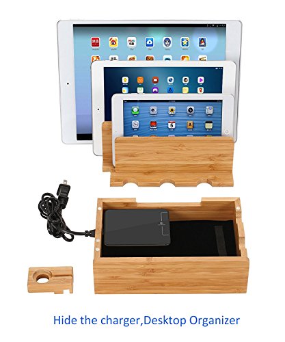iCozzier Bamboo 5-slot Removable Tablet Phone Stand Holder Desktop Organizer for Watch, Phone, Pad, Watch Stand Cord Organizer Multi-Devices Docking Station - Cosy Home Interiors iCozzier Bamboo 5-slot Removable Tablet Phone Stand Holder Desktop Organizer for Watch, Phone, Pad, Watch Stand Cord Organizer Multi-Devices Docking Station - Image 3