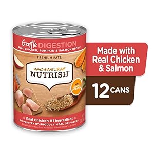 Rachael Ray Nutrish Mild Digestion Premium Pate Moist Canine Meals, Actual Rooster, Pumpkin & Salmon, 13 Ounce Can (Pack of 12) Rachael Ray Nutrish Mild Digestion Premium Pate Moist Canine Meals, Actual Rooster, Pumpkin & Salmon, 13 Ounce Can (Pack of 12)