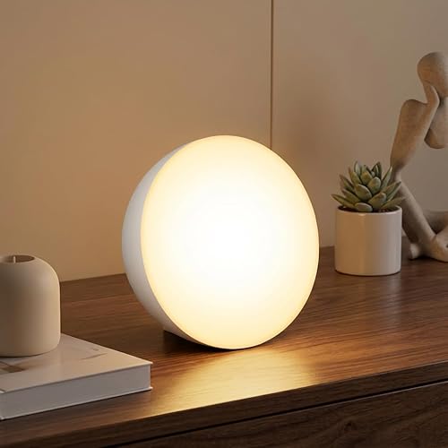 Lámpara de mesa inalámbrica con sensor de gravedad, 2700 K, luz cálida, recargable, 2200 mAh, funciona con pilas, mini luz nocturna portátil para