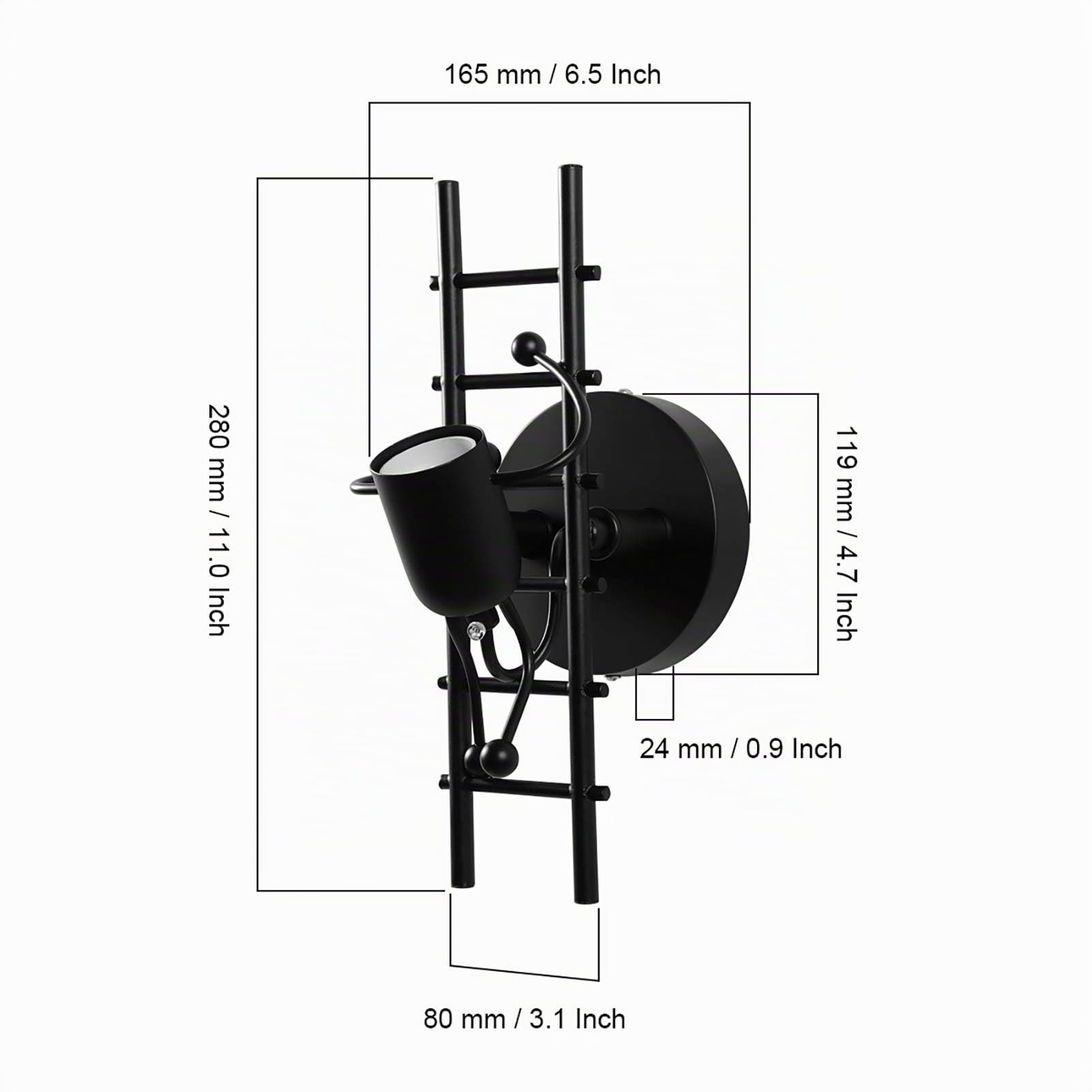 KAWELL Humanoid Creativo Lampada da Parete Interno Applique da Parete | Moderna Lampada a Muro Applique Candelabro, Max 60W E27, per Camera da Letto Soggiorno Camera per Bambini Corridoio Scala