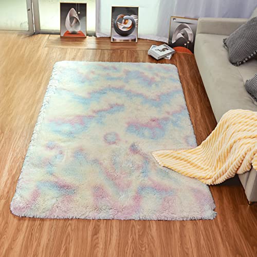 QUANHAO Moelleux Tapis de Fourrure Artificielle | Tapis antidérapant | Tapis en Peluche, Tapis en Velours, adapté à la décoration de la Maison, Coussin de canapé de Salon (coloré, 120x160cm) Cover