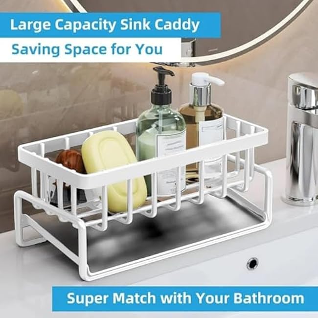 Sponge Holder for Kitchen Sink, Stainless Steel Sink Caddy with Dish Brush Holder Organizer,Kitchen Sink Organizer for Dish Brush,Sponge,Soap Dispenser