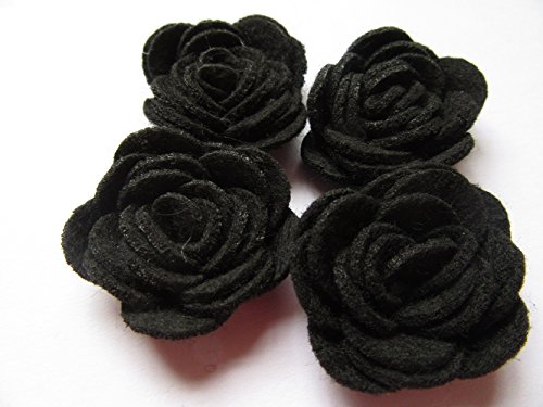 Image of YYCRAFT Pack of 20PCS Felt Flower Rose 1.5 inch 4D Applique /Bow-Black