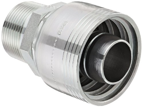 Image of Aeroquip 1BA20MP20 Carbon Steel Global TTC12 (Thru the Cover) Crimp Hose Fitting Male Pipe, Straight, 1-1 /4 inch Hose ID, 1-1 /4 inch Pipe Size