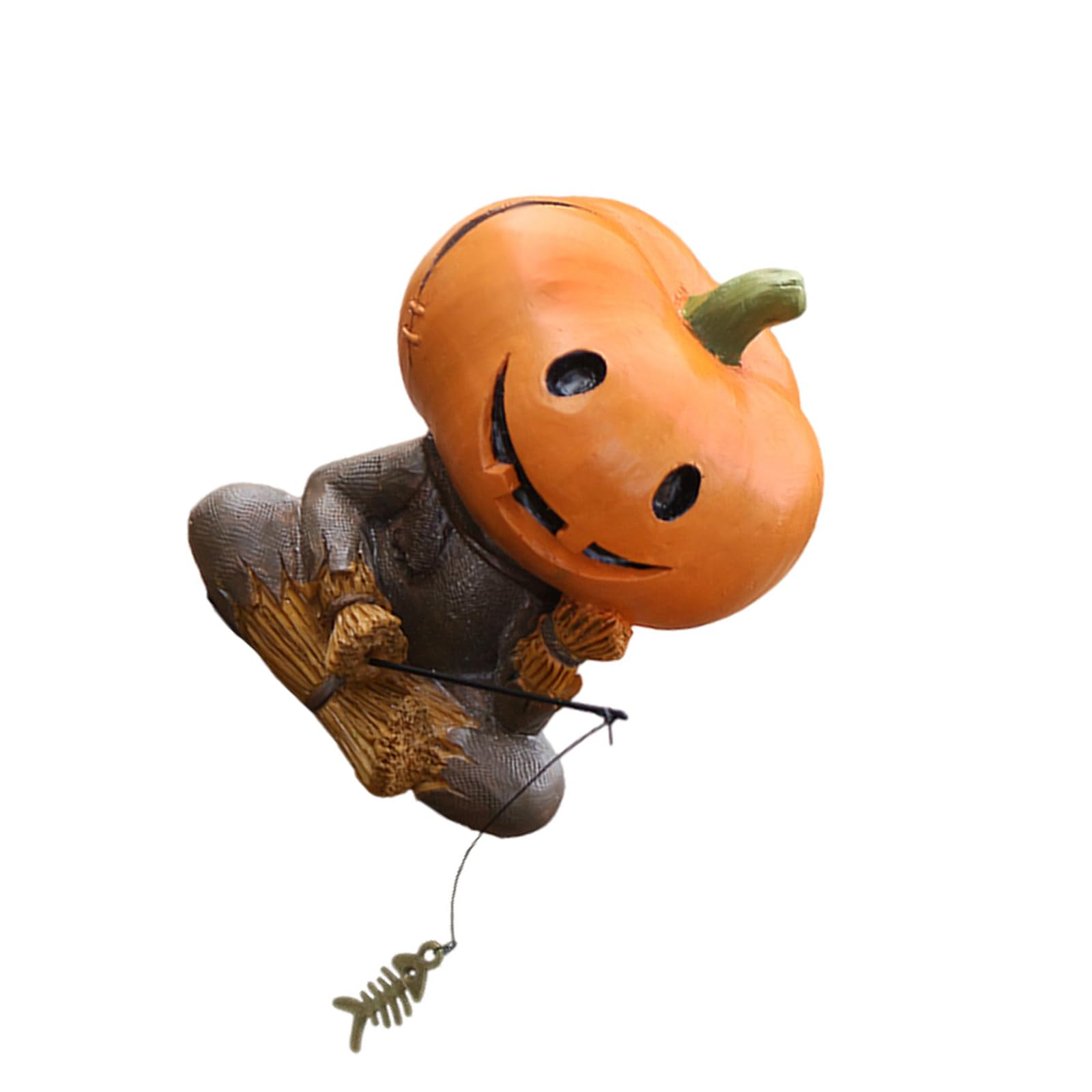 Jazuaiao Fall Decoration Pumpkin Figurine Handcrafted Resin Craft Halloween Fishing Statue Multifunctional Deck Decorative Accessories
