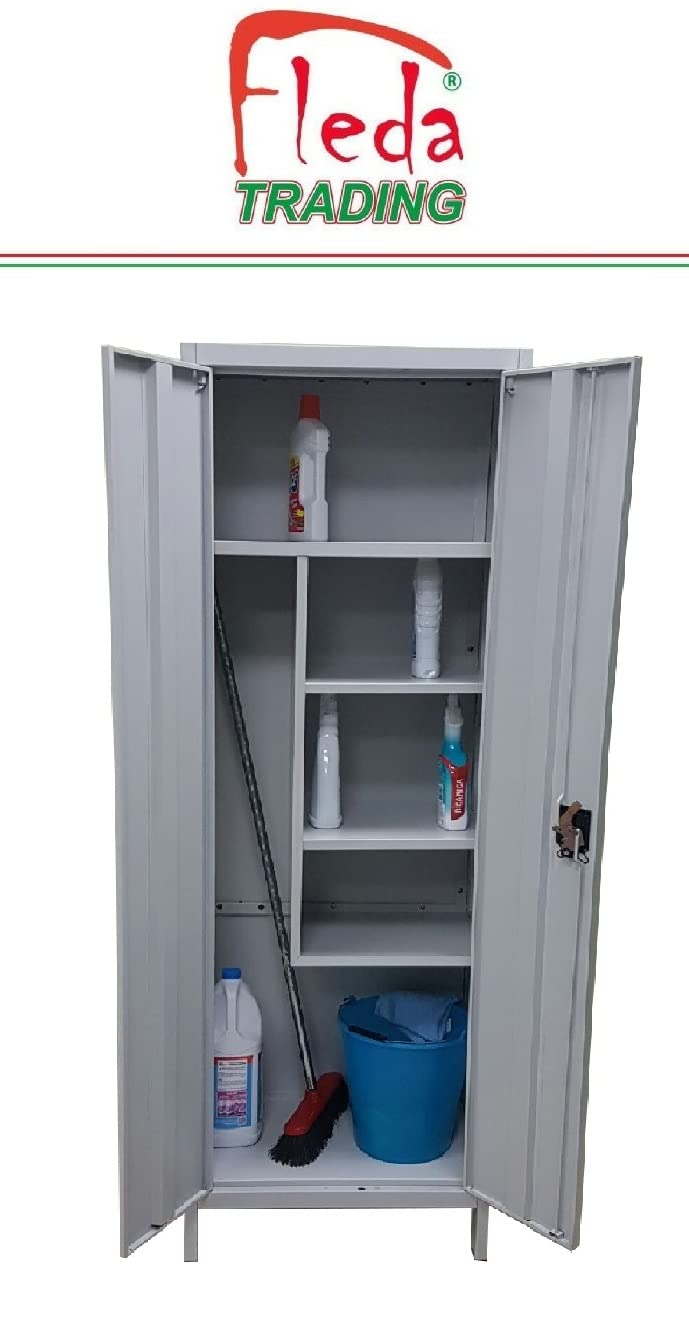 Armadio in metallo porta scope, porta detersivi dim.cm.60x40x170h