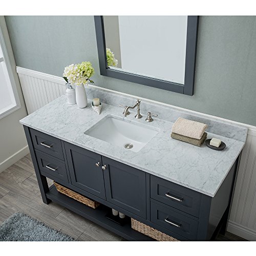 Alya Bath He-102-60S-G-Cwmt Wilmington Single Bathroom Vanity With Carrera Marble Top And No Mirror, 60", Gray #TOP6