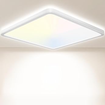 LED Ceiling Light 24 W 6000 K / 4000 K / 3000 K 3200 LM IP54 Ultra Thin Ceiling Light Flat Square Modern Bathroom Lamp Kitchen Lamp for Hallway Bedroom Balcony Living Room Office Kitchen [Energy Class A]